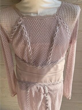 Free People Dusty Blush Lace-Trim Slip Dress size M
